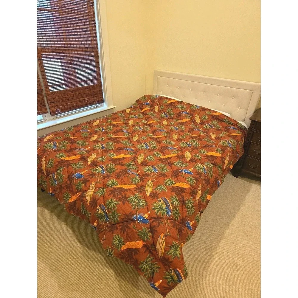 Dean Miller Surf Hawaiian Comforter Palms VW Bug Woody Cars Surfboards Full